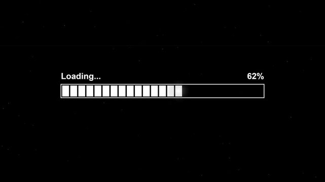Minimalist White Loading Progress Bar Interface Element with Percentage on Black Backdrop