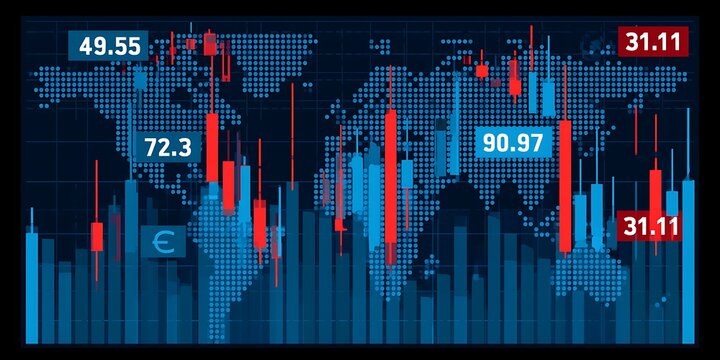 Concept of world map and financial technology.