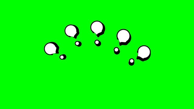 Comic Style White Exclamation Marks on Green Screen Background for Surprise and Alert Effects