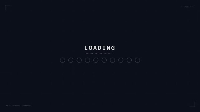 Minimalist Digital Loading Screen Interface with Progress Bar on Dark Background