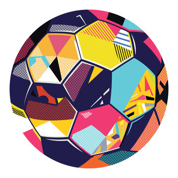 Abstract colorful geometric soccer ball isolated on white background