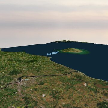 ALS Strait 3D Terrain Map and Maritime Geography Animation 4K Square
