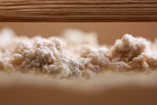 Close-up of a wooden rod pressing down on a fluffy, white textured surface