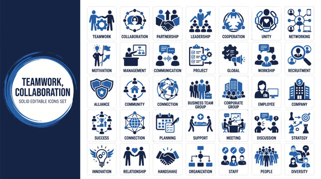 Diverse professionals collaborating through team icons and silhouettes illustrating teamwork, collaboration, and a cohesive workplace culture