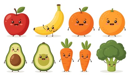 Fototapeta premium cheerful fruit and vegetable friends promoting healthy nutrition