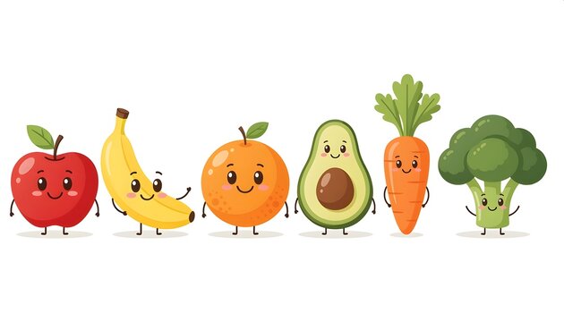 adorable healthy food characters ready for classroom learning