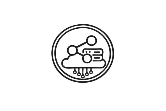 Share Icon Line Vector - Network Connection Circle Icon for Social Media and Web Design