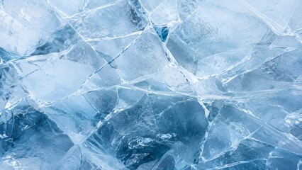 Obraz premium Clear Blue Ice Texture With Large Cracks and Frozen Surface