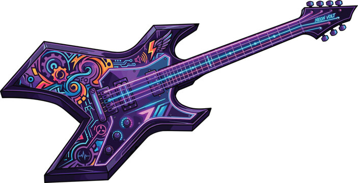 Futuristic heavy metal electric guitar vector illustrationFuturistic heavy metal electric guitar vector illustration