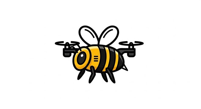 Bionic drone bee with propeller wings and yellow stripes