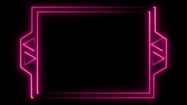 Neon pink glowing hud frame with animated geometric border and digital interface
