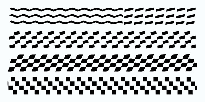 Repeating wave checkerboard and zigzag patterns on a white background