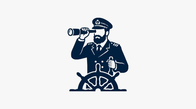 Black and white illustration of a pirate captain holding a sword.