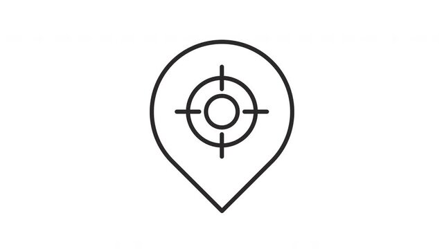 Animated GPS Target Location Icon, Precision Map Marker and Navigation Pin Line Vector Motion Graphic