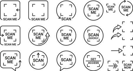 Obraz premium collection of scan icons with different shapes and text labels