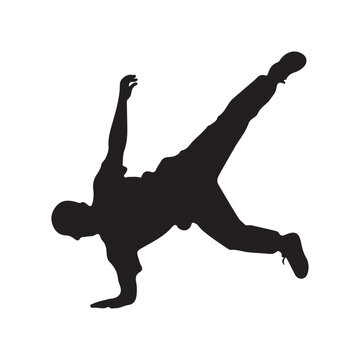 Black Silhouettes Breakdancer on a white background