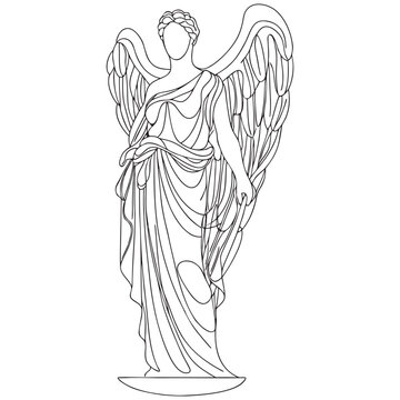 Winged victory of samothrace statue in one continuous line.