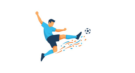 Obraz premium Soccer player kicking a ball with motion lines.