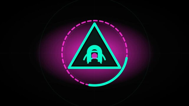 Static Electricity Neon Hazard Warning Sign Animation