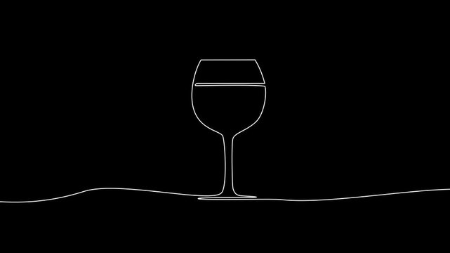 Minimalist Wine Glass Line Drawing Video Animation in Black