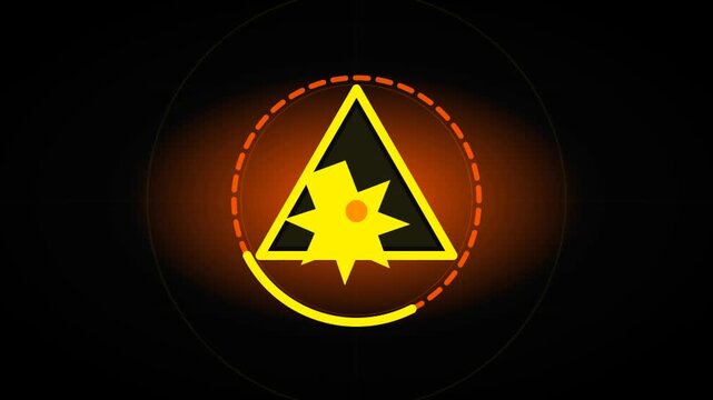 Electrical Arc Flash Neon Hazard Warning Sign Animation