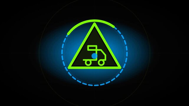 Tornado Warning Neon Hazard Warning Sign Animation