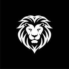 Obraz premium Lion Face White Silhouette Graphic.