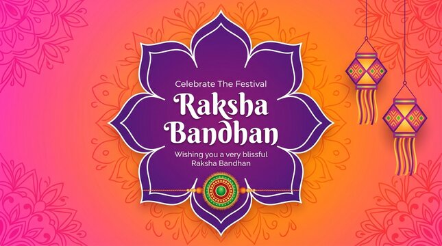 Rakhi Festival Background Design with Creative Rakhi Illustration, Indian festival Raksha Bandhan Vector Illustration with hindi text 'raksha bandhan'