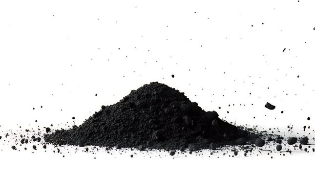 Black Powder Explosion with Dust Cloud on White Background