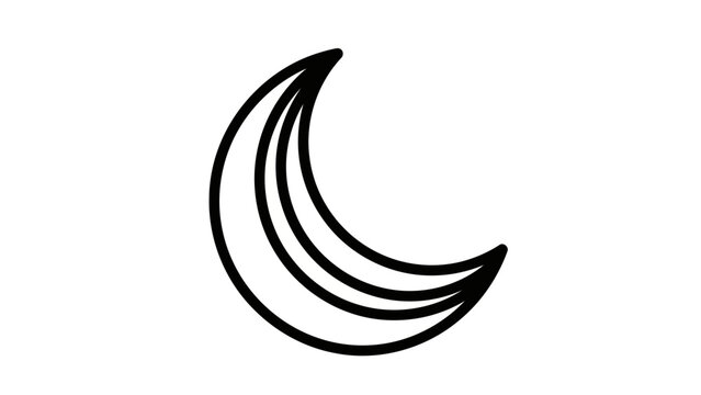 Simple crescent moon icon, minimalist celestial symbol with clean lines