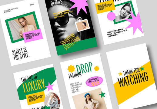 Fashion Social Media Story Template Set With Luxury Editorial Layout