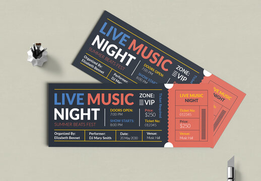 Music Even Ticket Template Layout