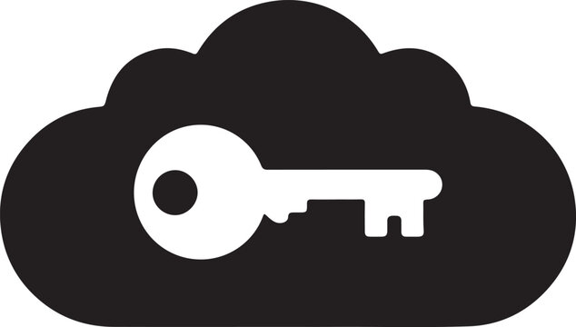 Key Icon with Cloud Shape Symbol Representing Digital Access Security and Data Protection