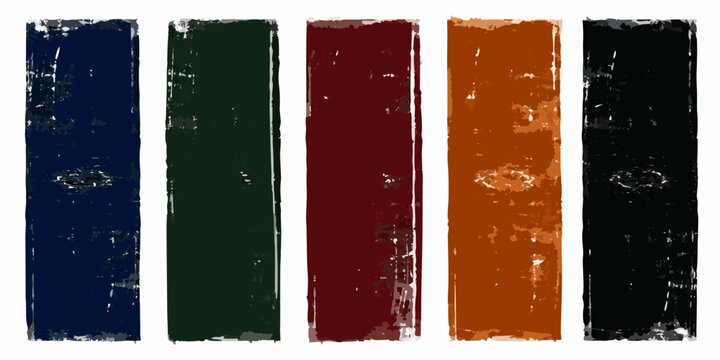 Five Vertical Rectangular Blocks Distressed Texture Isolated On White
