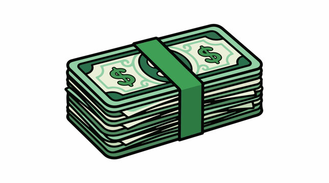 A stack of green bills bound with a green band