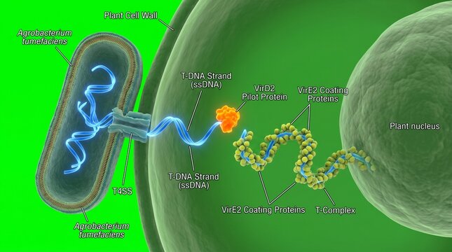 Agrobacterium Tumefaciens T DNA Transfer Illustration Detailed Molecular Biology Visualization bacteria tdna