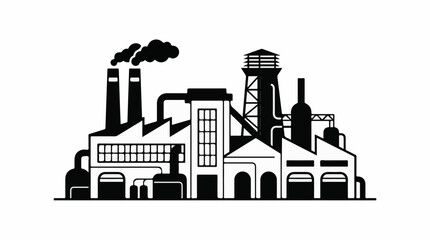 Fototapeta premium Industrial factory with smokestacks emitting smoke