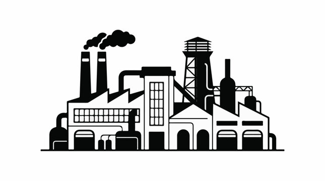 Industrial factory with smokestacks emitting smoke