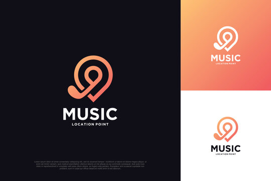 Music Location logo vector template illustration design modern concept Premium Vector