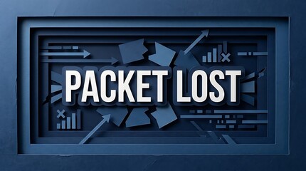 Obraz premium Packet lost text sign with abstract digital data network graphics on blue background.