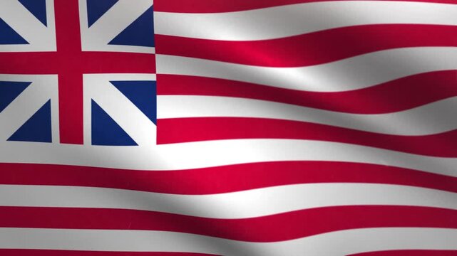 Waving Historical Flag of the United States (1776&ndash;1777) Seamless Loop Animation