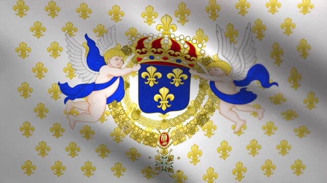 Waving Royal Standard of the King of France Seamless Loop Animation