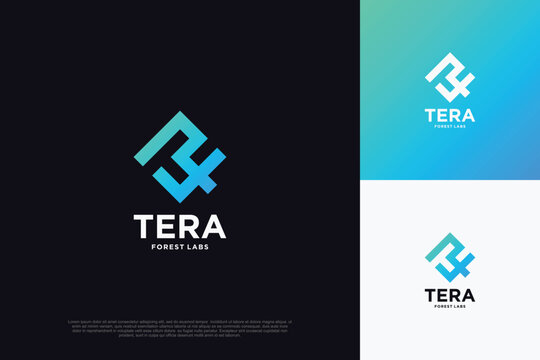 Tera Forest logo vector template illustration design modern concept Premium Vector