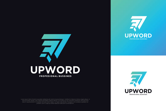 Upword logo vector template illustration design modern concept Premium Vector