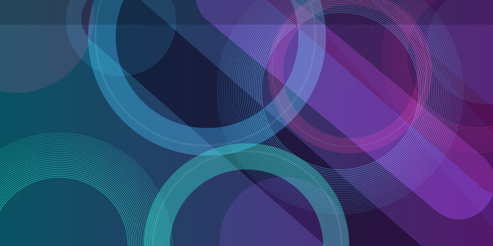 Abstract geometric background with transparent circles and overlapping rounded rectangles creating modern design.