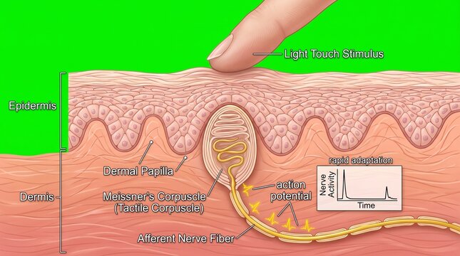 Meissner s Corpuscle In Dermal Papillae Detailed Medical Illustration