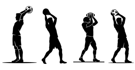 vector silhouettes of footall players in differents actions © ALI