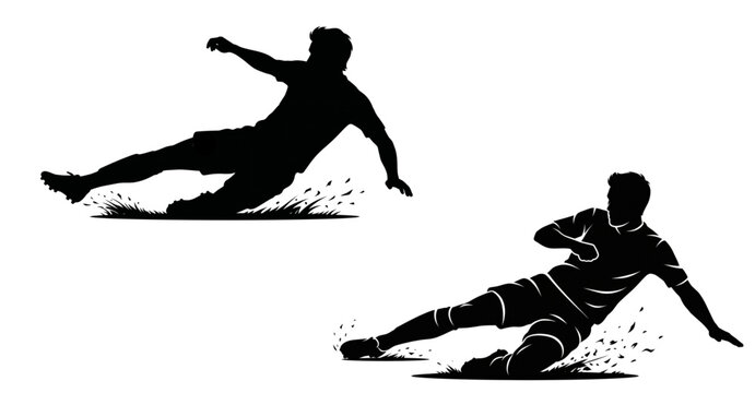 silhouette of socer player in sliper ation