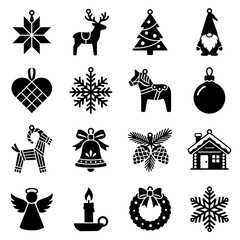 Fototapeta premium Christmas icons vector flat design set