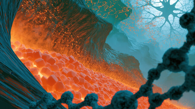 Sugar Avalanche Into a Synaptic Canyon with Dopamine Sparks and Teal Glow